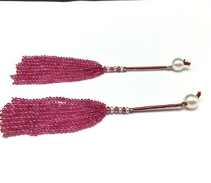 พู่สำหรับต่างหู/ทับทิมธรรมชาติ/รูแบนเรียบ/ขนาด2มม. ถึง3มม. - Product Image 1