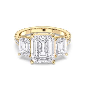 7.30กะรัต F-G/VS (5.00CT กลาง) แล็บปลูกมรกตและเพชรตัดกลมแหวนหรูหราทำด้วยเงินสำหรับเธอ - Product Image 5