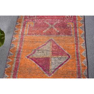 Vintage 28x104ft Kilim tapis rose Orange 3D plat tissage Technique Patchwork laine Latex support-pour couloir Rectangle espace-de - Product Image 5