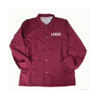 Veste classique pour homme Coach en toile enduite personnalisée, col montant, manches longues, respirante, coupe-vent, à capuche, poches avant, écologique
