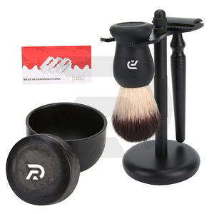 Kit de rasage pour hommes avec rasoir de sécurité avec une nouvelle crème de rasage de qualité Baume de rasage à l'huile de pré-rasage Pinceau de rasage de qualité supérieure - Product Image 2