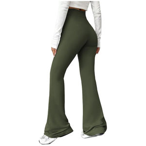 Pantalones de chándal acampanados de cintura alta de calidad superior para mujer Pantalones de algodón de pierna ancha al por mayor para estilo frontal plano de invierno - Product Image 1
