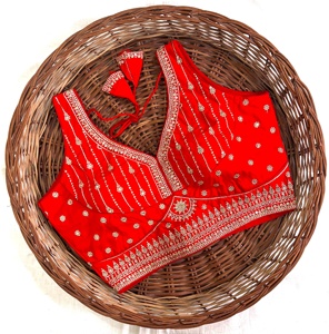 Blusa moderna con cuello en V y patrón bordado, lámina de hilo con lentejuelas, trabajo bordado, diseño tejido a la moda para bodas - Product Image 3