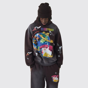 เสื้อฮู้ดของผู้ชายพิมพ์ลายฟอง3D แอซิดแอซิดแบบกำหนดเองน้ำหนักมากเสื้อฮู้ดแนวสตรีทเสื้อมีฮู้ดพิมพ์ลายพัฟขนาดใหญ่ - Product Image 1