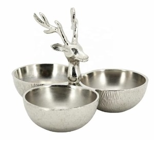 Elegant Aluminium Lotus Flower Triple Serving Bowl Decorative Snack Fruit Nuts Bowl for Dining Table and Home Kitchen Decor - Product Image 5