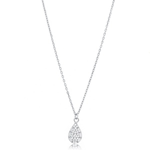 Dainty Drop Design CZ Stone Charm Necklace Pendant Turkish Handmade Wholesale Turkish 925 <b>Sterling</b> <b>Silver</b> <b>Women</b> Jewelry - Product Image 5