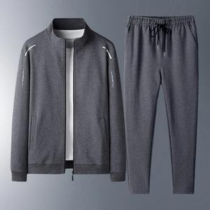 Trajes de chándal para hombre, conjunto de 2 piezas, otoño, a prueba de viento, cuello alto, cremallera completa, chándal, informal, cómodo, senderismo, trotar, traje deportivo - Product Image 3