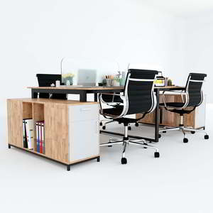 Mesa de Diseño Tradicional Minimalista con 4 Patas, Gabinete de Madera de Caucho, Sistema RECTANG, Patas de Ensamblaje HBRT033 para Muebles de Oficina - Product Image 3