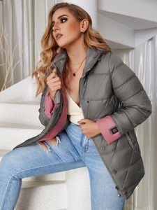 Chaqueta de Plumón para Mujer, Estilo Capucha, Color Gris Oscuro, Alta Calidad, Chaqueta de Invierno con Capucha para Mujer, Últimos Diseños, Fabricante de Chaquetas de Plumón - Product Image 3