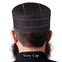Schöne genähte Farben Stickerei Logo Velour Syoti Cap für muslimische Namaz Gebet Casual Kufi Hüte
