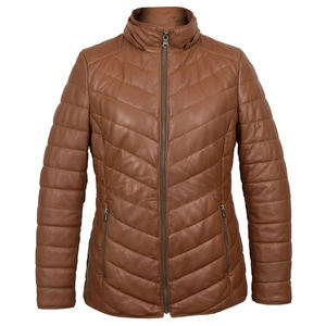Chaqueta de piel de oveja elegante OEM para mujer acolchada con capucha desmontable abrigo de lona a prueba de viento con diseño con capucha de moda - Product Image 3