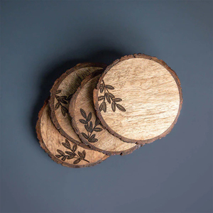 Ensemble de sous-verres en bois artisanal indien-Protection contre la chaleur et l'humidité à fond en liège pour tables (tapis exportés) - Product Image 6
