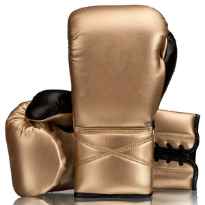 Gants de boxe à lacets très durables personnalisés à meilleur prix raisonnable Gants de boxe en cuir de vachette brillant pour adultes - Product Image 1