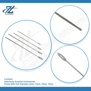 Sonda con diámetro de ojo 2mm 16,0 cm Instrumentos quirúrgicos básicos Sonda con ojo Instrumentos quirúrgicos dentales maleables Pakistán - Product Image 3