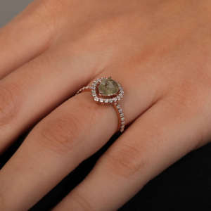 Pera Cut Lab Grown Diamond Rose Cut Pera Ring Pave Set Half Eternity 14KT Rose Gold Halo Compromiso Nuevo anillo clásico de moda - Product Image 6