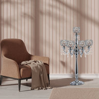 Candelabro Glamuroso de Aluminio de 5 Brazos con Elegantes Cristales para Bodas, Navidad, Decoración de Hogar de Lujo, Iluminación
