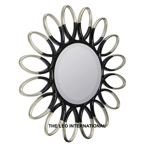 Miroir mural moderne argenté en aluminium de forme ronde plaqué or Style fantaisie Décoration murale de maison de luxe faite à la main - Product Image 6