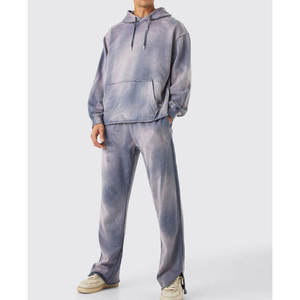 Ensemble de survêtement en polaire pour homme, 2 pièces, jogging et sweat-shirt en coton, vêtements de sport, couleur unie, chaud, pour la salle de sport - Product Image 1