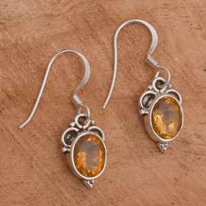 Boucles d'oreilles en citrine, pierre précieuse, argent sterling 925, bijoux faits à la main, cadeau de naissance de novembre pour femmes - Product Image 1