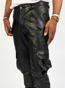 Pantalon droit à plis en similicuir pour homme, style moto personnalisé, style hip-hop, taille haute, décontracté, écologique - Product Image 2