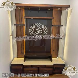 Pooja-Manillar de madera de teca para habitación, elegante, hecho a mano, pequeño, diseño moderno, con puerta - Product Image 5