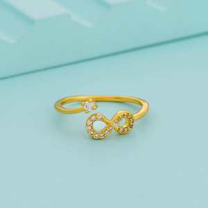 Bague tendance plaquée or avec motif en grappe 192482, forme d'ailes et incrustation de chiffres, cadeau pour l'Islam - Product Image 1