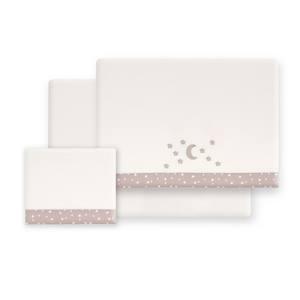 Juego de 3 piezas de ropa de cama para cochecito en forro polar coral modelo Luna Estrellas - Product Image 1