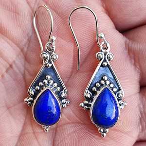 Boucles d'oreilles pendantes en lapis-lazuli, or et argent sterling, bijoux en pierres précieuses - Product Image 1