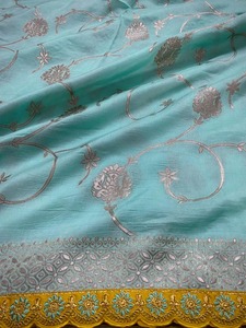 Dernier modèle exclusif de sari en soie georgette à bordure jacquard Vesta Exports, travail de zari, pallu riche, toutes saisons, fête indienne pakistanaise - Product Image 5