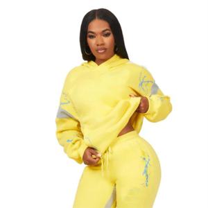 ชุดวอร์ม2ชิ้นสำหรับผู้หญิงชุดวอร์ม2025มีฮู้ดและกางเกงขายาวทรงบานระบายอากาศได้ดีปักโลโก้ได้ตามต้องการ - Product Image 4