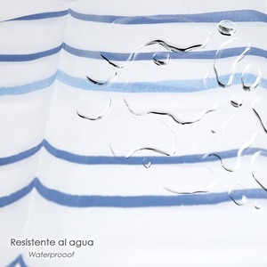 Tenda da doccia a righe blu 180x200 cm. Impermeabile - Product Image 5