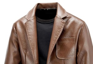 เสื้อแจ็คเก็ตหนังคุณภาพสูง คอตั้ง พร้อมโลโก้ด้านหน้า กันน้ำและเป็นมิตรกับสิ่งแวดล้อม - Product Image 4