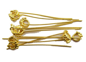 Prem Bhaya 18K oro plata antigua plata esterlina plateada calibre 21 3 pulgadas ojo Pin Bali cabeza Pin B840 accesorios de joyería componentes - Product Image 4