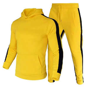 Chándal de lana con cremallera completa para hombre con brazos en contraste y rayas en joggers, conjunto de chándal con capucha atlética, conjuntos de sudor de ropa activa - Product Image 4