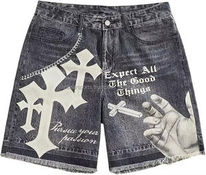 Pantalones cortos de mezclilla rasgados con pedrería para hombre, moda de verano, venta al por mayor, ropa casual de moda, proveedor a granel - Product Image 5