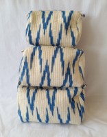 Pochette de maquillage matelassée en coton écologique à motif pierre, format moyen/petit, pour voyage, avec fermeture éclair