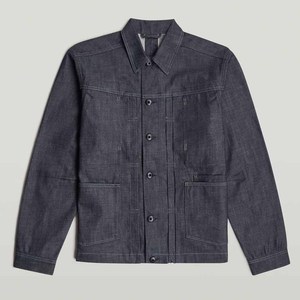 Chaqueta vaquera oscura para hombre, ropa de abrigo de utilidad estructurada, estilo Streetwear, abrigo de algodón con bolsillos grandes, ropa de moda informal - Product Image 1