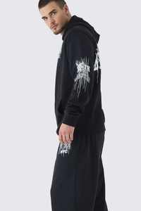 Conjunto de 2 Piezas de Ropa Urbana Y2K con Logotipo Personalizado, Sudadera Extra Grande de 400 g/m² con Bolsillo Tipo Canguro y Pantalones Deportivos Gruesos - Product Image 2