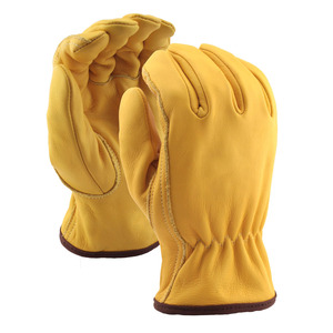 Guantes de conductor de cuero de grano de vaca para protección de manos de seguridad industrial Guantes duraderos resistentes a la abrasión Diseño de logotipo personalizado - Product Image 1
