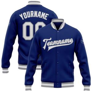 Directo de la industria, venta al por mayor, informal, invierno, personalizado, azul marino, real, rojo, bombardero, Full-Snap Varsity, chaqueta Letterman - Product Image 2