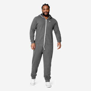 Unisex Original <b>Onesie</b> 80% Cotton 20% Polyester Dark Grey Melange Casual Brushed Back Cotton Two-Way Quality Zipper 80% Casual - Product Image 2
