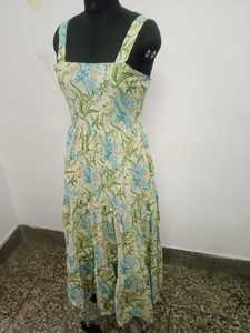 Vestido de una pieza de algodón puro de moda bloque de mano sólido estampado cuello mandarín manga Regular longitud verano Formal no tejido - Product Image 2