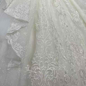 For OY007 Princess Puff Sleeve Tassel Embroidery Modern Lace Chapel Train Long Floor-Length Women's Bridal Gowns - Product Image 6