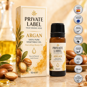 Olio di Argan Puro al 100% 10ml OEM con Etichetta Privata |   Olio Vegetale Naturale per la Cura della Pelle e dei Capelli |   Spagna UE - Product Image 1