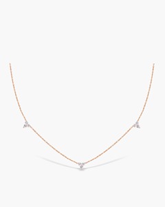 Collar de Diamantes Trio Station con Tres Piedras de 0.46 Ct, Diamante Natural Color G-H, Claridad VS, Oro Sólido de 14K, Aniversario, Hecho a Mano - Product Image 2