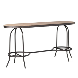 Table basse ovale contemporaine en bois avec pied en métal pour meubles de café à la maison - Product Image 3