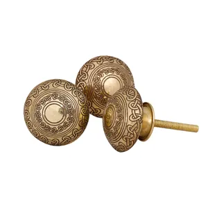 MUGHALCRAFTS Handmade Vintage Brass Drawer Knobs Decorative for Cabinets Dressers Bedrooms Bathrooms <b>Kitchens</b> and Wardrobes - Product Image 2