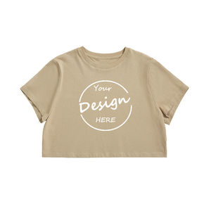 <b>Women's</b> Sexy Casual <b>Sleeveless</b> Solid O-Neck Polyester/Cotton Crop Top Shirts Soft Breathable Fabric Customizable - Product Image 4