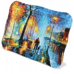 Bandeja de Metal Rectangular elegante de 238x358mm con borde ondulado Afremov plato de servir estilo Venecia con Material de nácar - Product Image 4