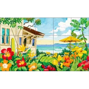 Tropical Floral paisaje arte cerámica Mural azulejo Backsplash Altman RWA014 Mural de pared - Product Image 1